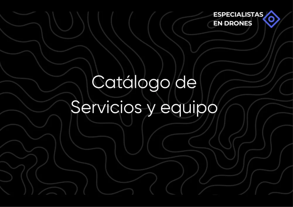 Portada del catálogo de servicios y equipo de Especialistas en Drones